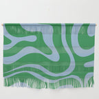 Green and Light Blue Modern Retro Liquid Swirl Abstract Pattern Wall Hanging Gallery Image 1