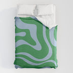 Green and Light Blue Modern Retro Liquid Swirl Abstract Pattern Duvet Cover Gallery Image 6