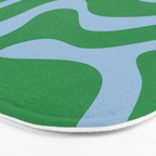 Green and Light Blue Modern Retro Liquid Swirl Abstract Pattern Bath Mat Gallery Image 3