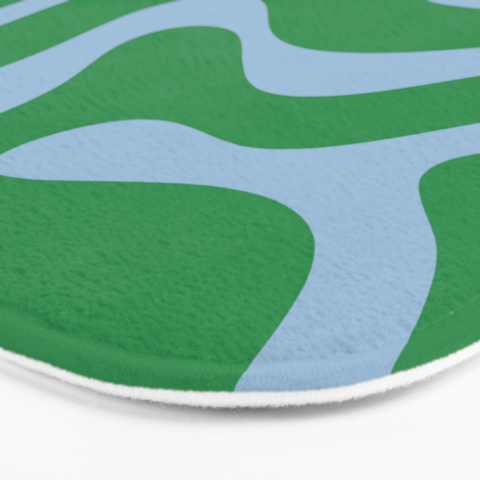 Green and Light Blue Modern Retro Liquid Swirl Abstract Pattern Bath Mat Gallery Image 3