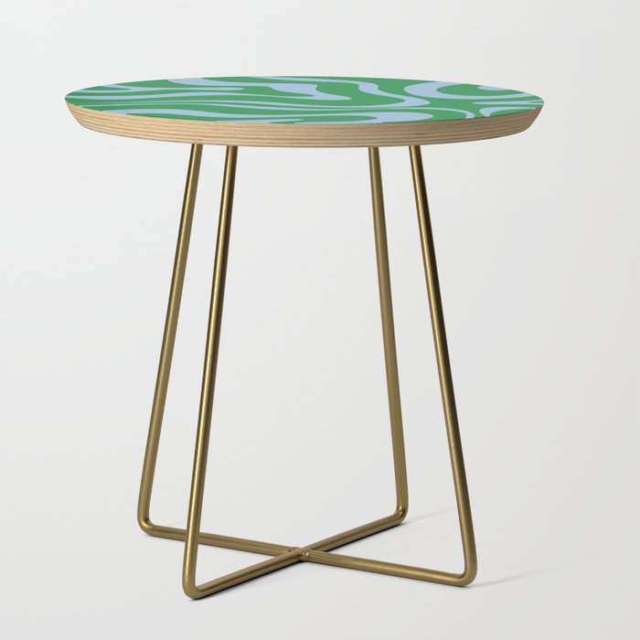 Green and Light Blue Modern Retro Liquid Swirl Abstract Pattern Side Table Gallery Image 1