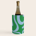 Green and Light Blue Modern Retro Liquid Swirl Abstract Pattern Wine Chiller Gallery Image 3