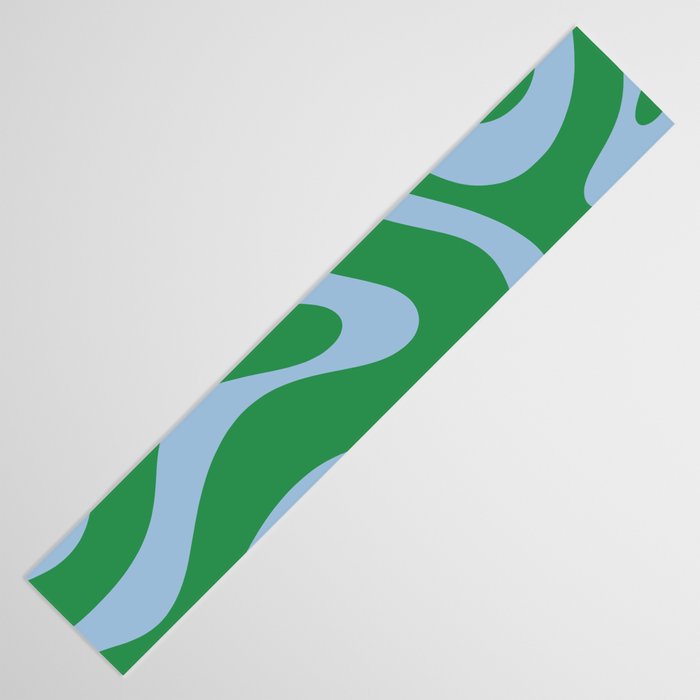 Green and Light Blue Modern Retro Liquid Swirl Abstract Pattern Table Runner Gallery Image 3