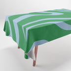 Green and Light Blue Modern Retro Liquid Swirl Abstract Pattern Tablecloth Gallery Image 1