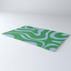 Green and Light Blue Modern Retro Liquid Swirl Abstract Pattern Rug Gallery Image 3