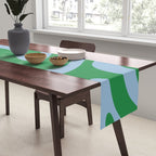Green and Light Blue Modern Retro Liquid Swirl Abstract Pattern Table Runner Gallery Image 2