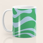 Green and Light Blue Modern Retro Liquid Swirl Abstract Pattern Coffee Mug Gallery Image 3