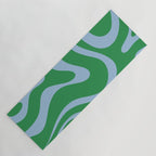 Green and Light Blue Modern Retro Liquid Swirl Abstract Pattern Yoga Mat Gallery Image 1