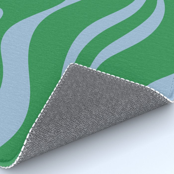 Green and Light Blue Modern Retro Liquid Swirl Abstract Pattern Rug Gallery Image 4