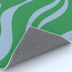 Green and Light Blue Modern Retro Liquid Swirl Abstract Pattern Rug Gallery Image 4