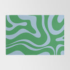 Green and Light Blue Modern Retro Liquid Swirl Abstract Pattern Rug Gallery Image 2