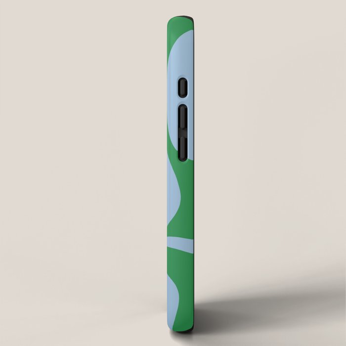 Green and Light Blue Modern Retro Liquid Swirl Abstract Pattern iPhone Case Gallery Image 2