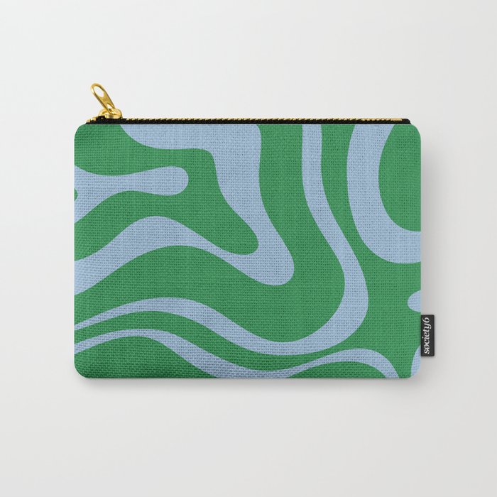 Green and Light Blue Modern Retro Liquid Swirl Abstract Pattern Carry All Pouch Gallery Image 1