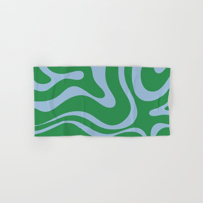 Green and Light Blue Modern Retro Liquid Swirl Abstract Pattern Bath Towel Gallery Image 1
