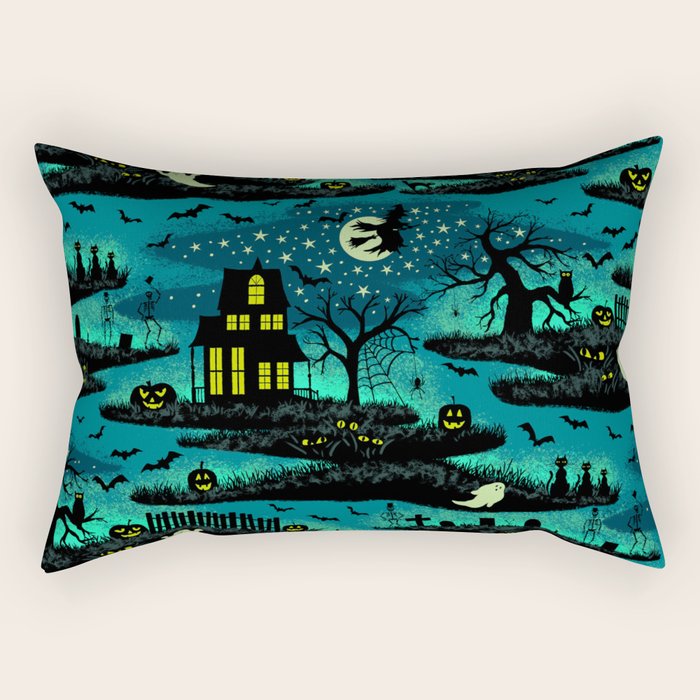 Halloween Night - Fox Fire Green Rectangular Pillow Gallery Image 2
