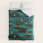 Halloween Night - Fox Fire Green Duvet Cover Gallery Image 6