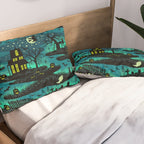 Halloween Night - Fox Fire Green Pillow Sham Gallery Image 2