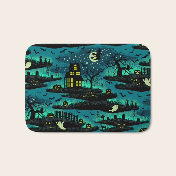 Halloween Night - Fox Fire Green Bath Mat Gallery Image 1