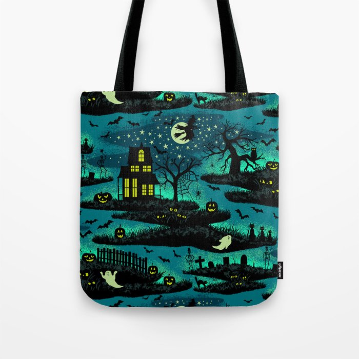 Halloween Night - Fox Fire Green Tote Bag Gallery Image 1
