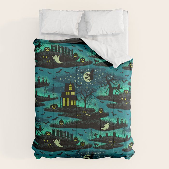Halloween Night - Fox Fire Green Comforter Gallery Image 6