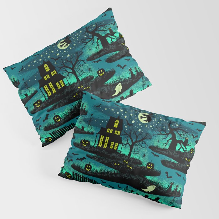 Halloween Night - Fox Fire Green Pillow Sham Gallery Image 3