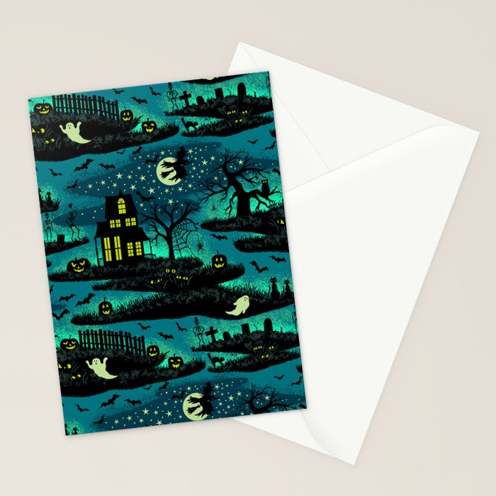 Halloween Night - Fox Fire Green Stationery Card Gallery Image 2