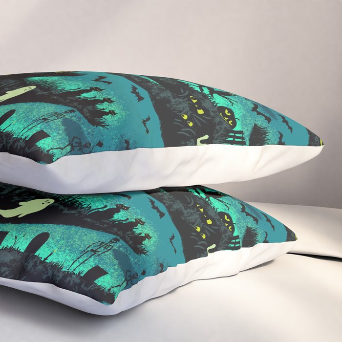 Halloween Night - Fox Fire Green Pillow Sham Gallery Image 3