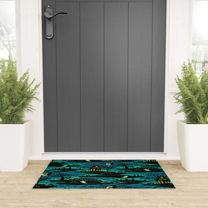 Halloween Night - Fox Fire Green Welcome Mat Gallery Image 3