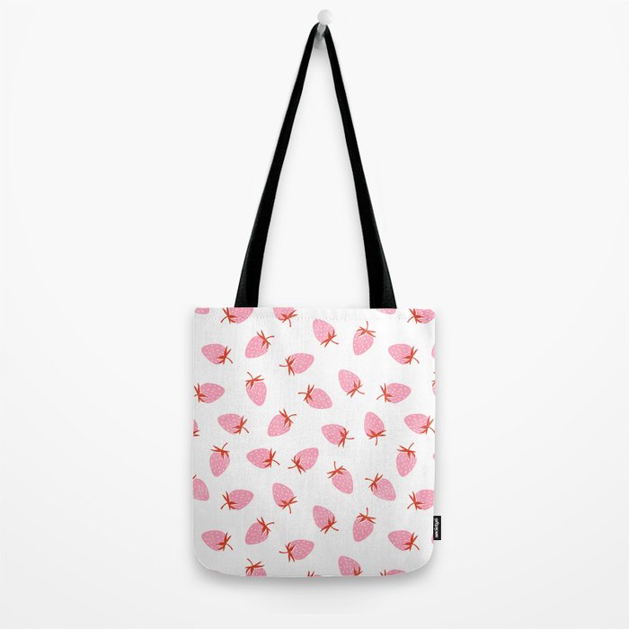 Sweet Strawberries - pink and red on white Tote Bag Gallery Image 2