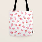 Sweet Strawberries - pink and red on white Tote Bag Gallery Image 1