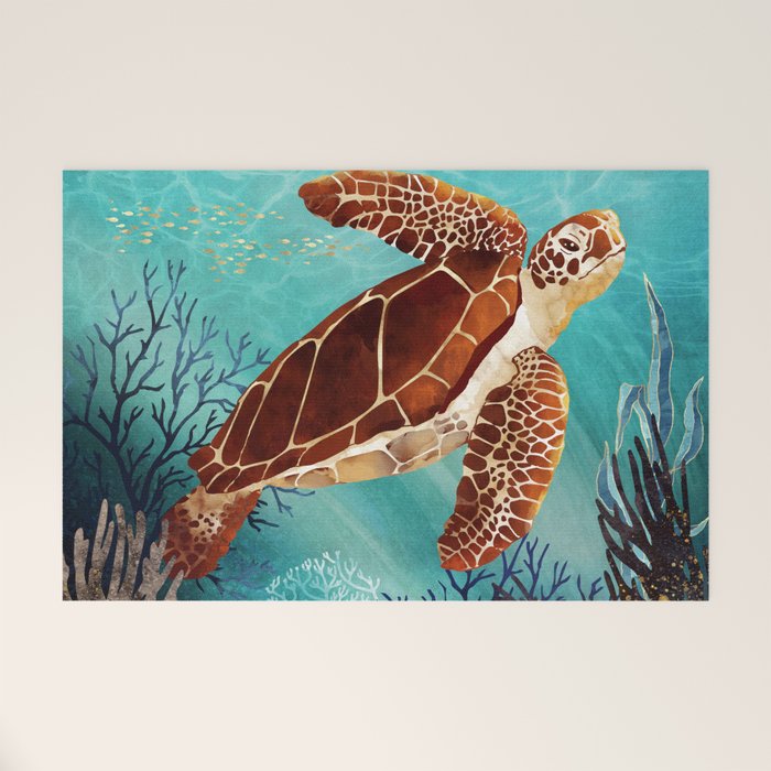 Metallic Sea Turtle Welcome Mat Gallery Image 1
