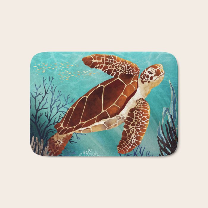 Metallic Sea Turtle Bath Mat Gallery Image 1