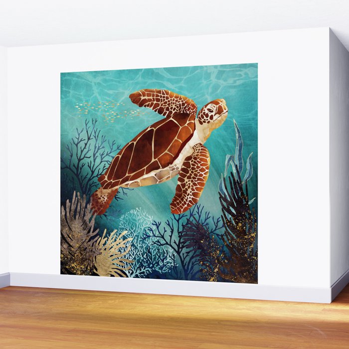 Metallic Sea Turtle Wall Mural Gallery Image 2