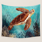 Metallic Sea Turtle Wall Tapestry Gallery Image 4