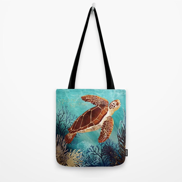 Metallic Sea Turtle Tote Bag Gallery Image 2