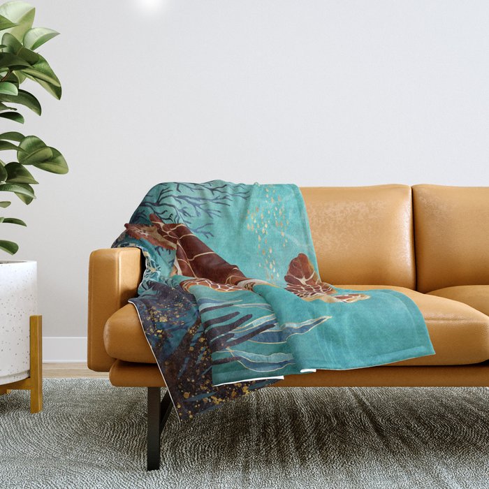 Metallic Sea Turtle Throw Blanket Gallery Image 1