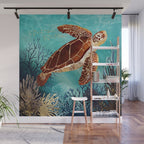 Metallic Sea Turtle Wall Mural Gallery Image 1