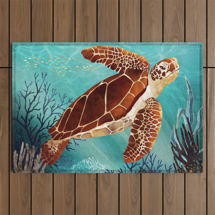 Metallic Sea Turtle Outdoor Rug Gallery Image 1