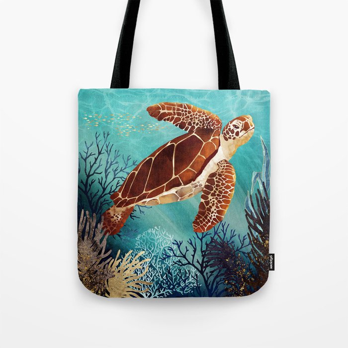 Metallic Sea Turtle Tote Bag Gallery Image 1