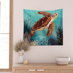 Metallic Sea Turtle Wall Tapestry Gallery Image 2