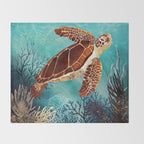 Metallic Sea Turtle Throw Blanket Gallery Image 2
