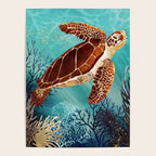 Metallic Sea Turtle Poster Gallery Image 4