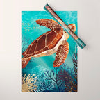 Metallic Sea Turtle Wrapping Paper Gallery Image 1