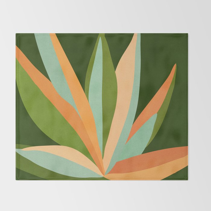 Colorful Agave Painted Cactus Illustration Throw Blanket Gallery Image 2