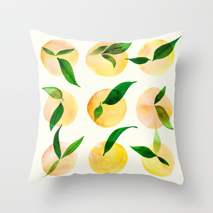 Wild Lemons Watercolor Throw Pillow Gallery Image 6