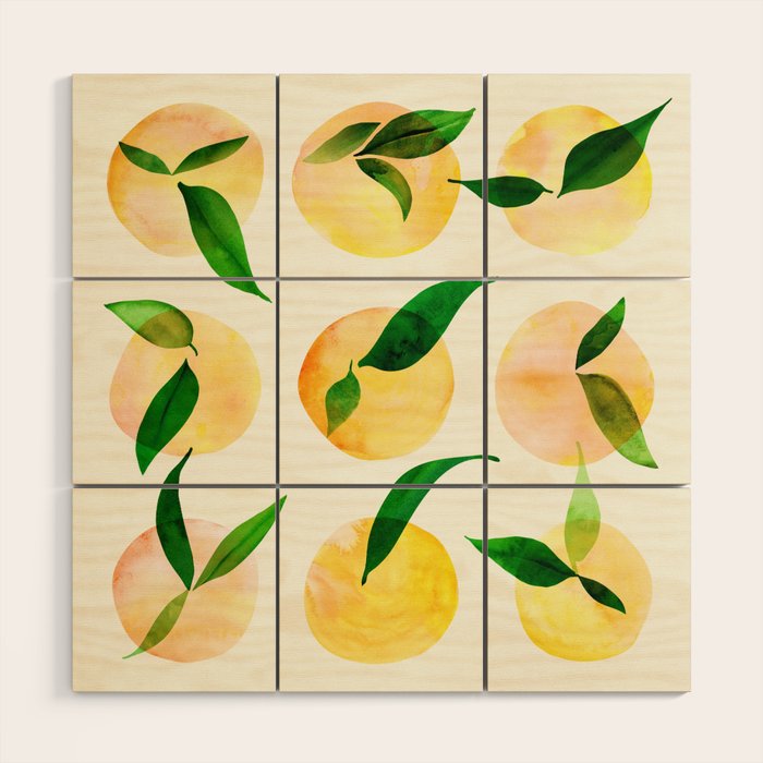 Wild Lemons Watercolor Wood Wall Art Gallery Image 1