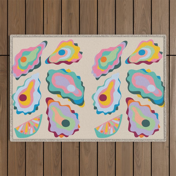 Abstract Oysters and Lemon  Outdoor Rug Gallery Image 1