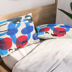 Mid Century Modern Abstract Colorful Art Patterns Ocean Blue Turquoise Grey Pillow Sham Gallery Image 2