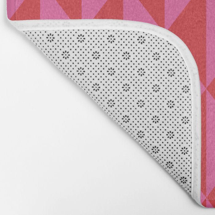 Red and Pink Geometric Pattern Bath Mat Gallery Image 2