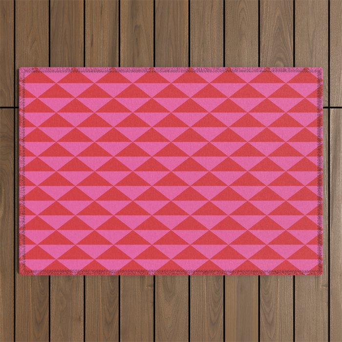 Red and Pink Geometric Pattern Outdoor Rug Gallery Image 1